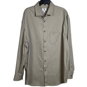 Mode of One Men's Relaxed-Fit Button-Down Twill Shirt Dark Ecru XL $60